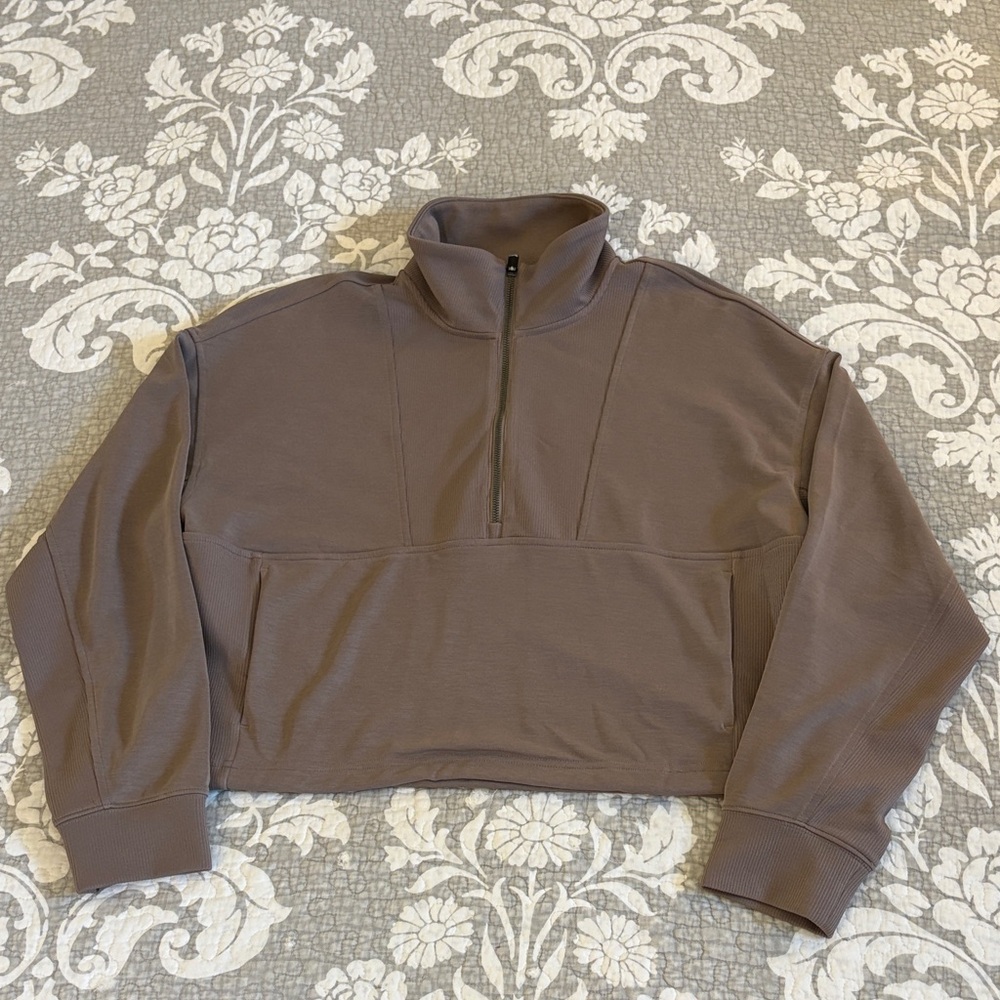Athleta Seasoft Rib 1/4 Zip Popover ~ Size Large ~ Pyrite